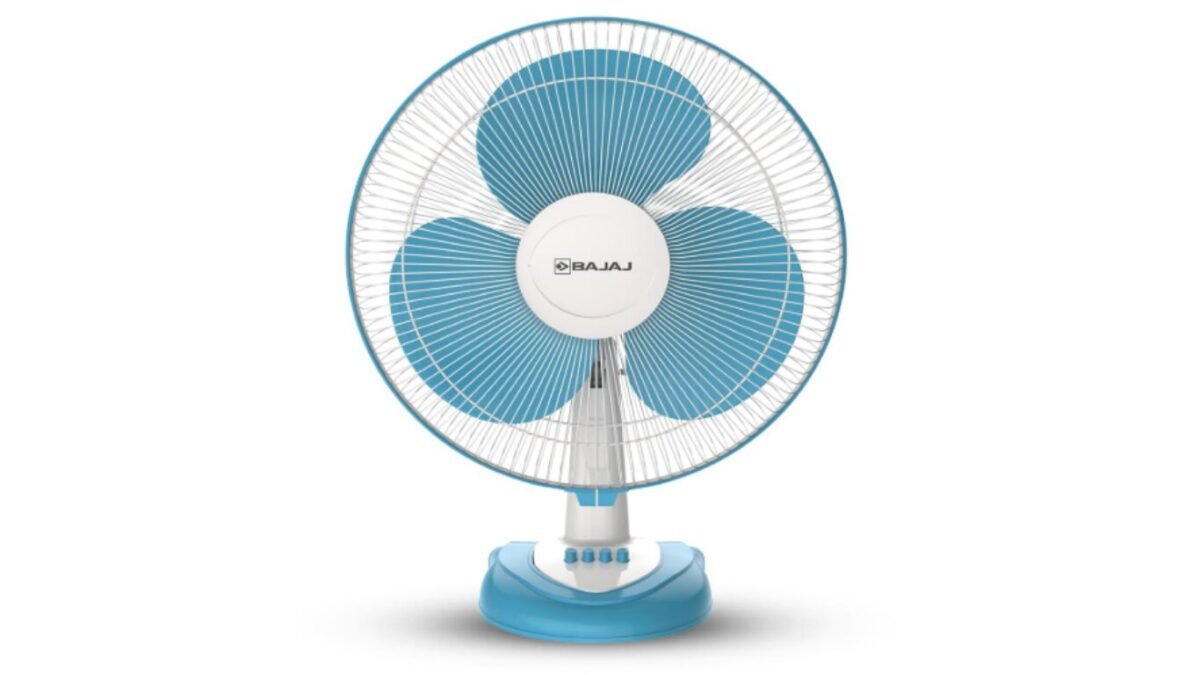 Bajaj Frore Neo 400 mm silent table fan in blue-white finish