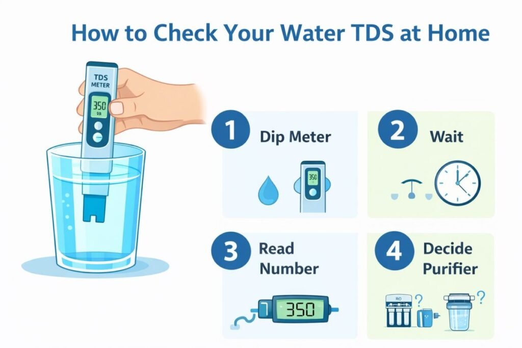 how to check water tds at home using digital tds meter